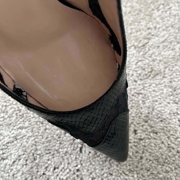 Gucci Black Lace Python Print GG Rhombus Heels - Picture 9 of 10